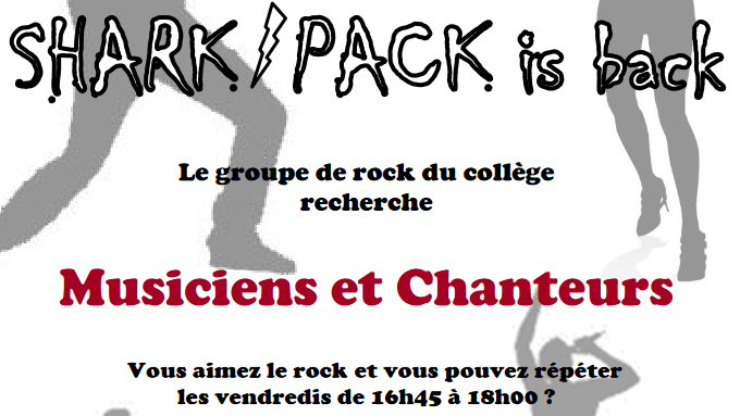 Le groupe de rock du collège recherche des musiciens et des chanteurs